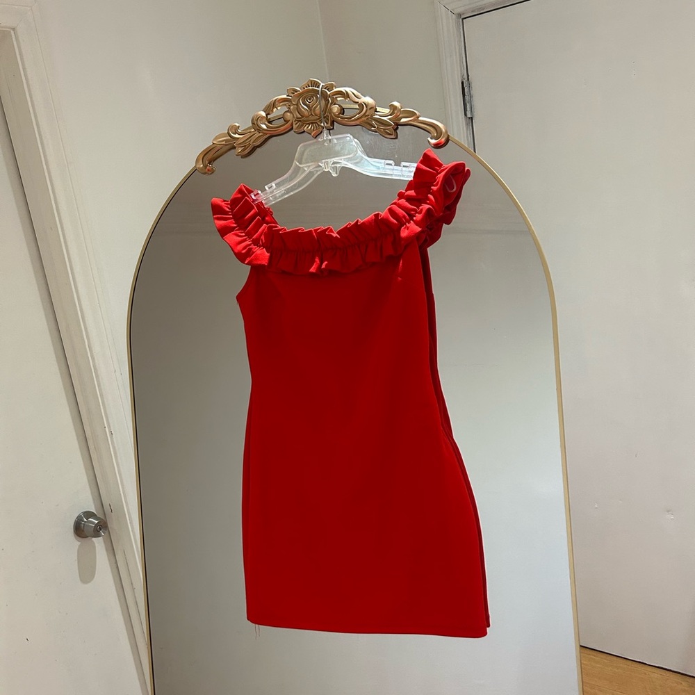 Forever21 Ruffle Off the Shoulder Red Mini Dress, Size M
